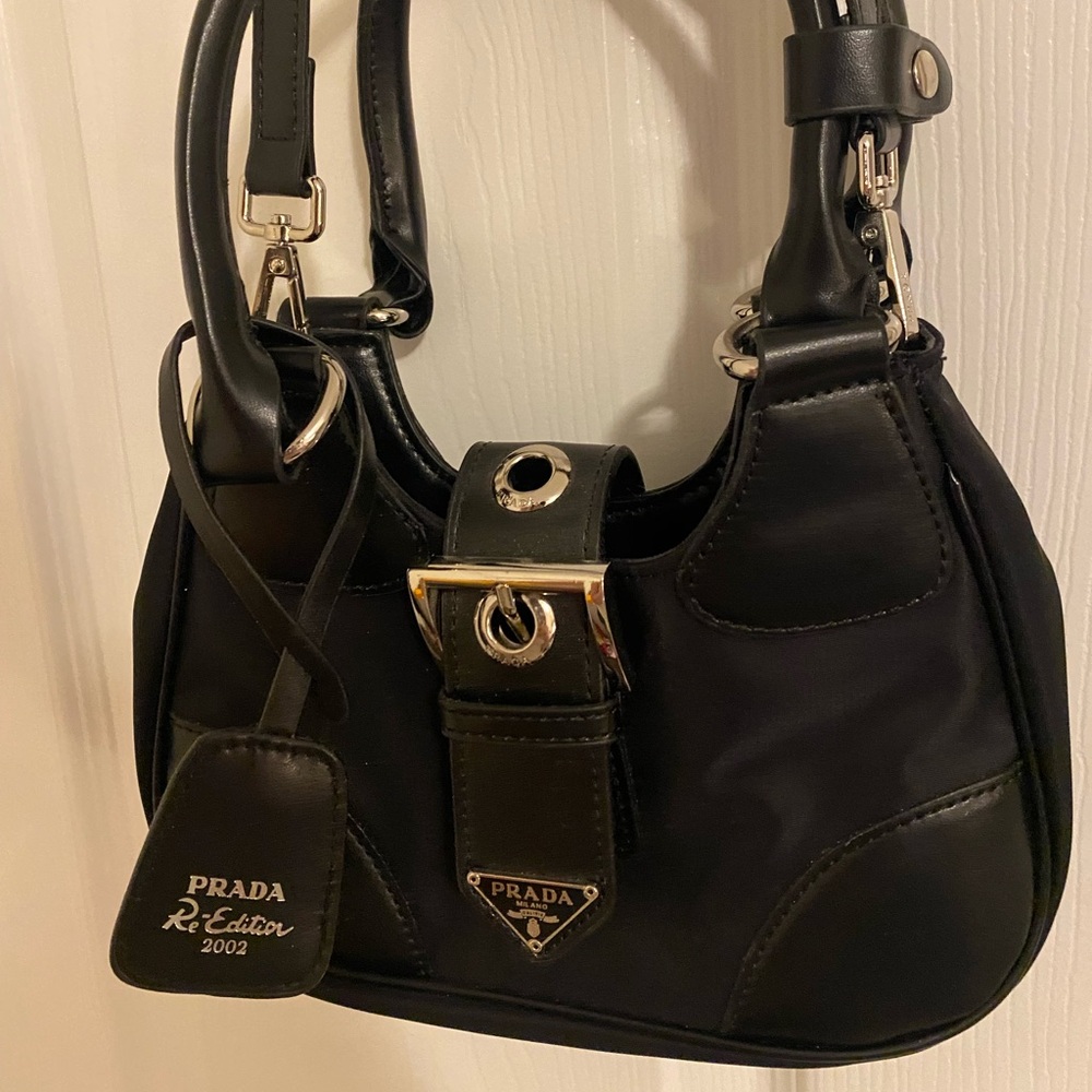 Prada Moon Re-Nylon And Leather Bag